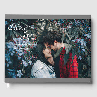 Zilveren Mr. Mrs. Photo bruiloft gastenboek