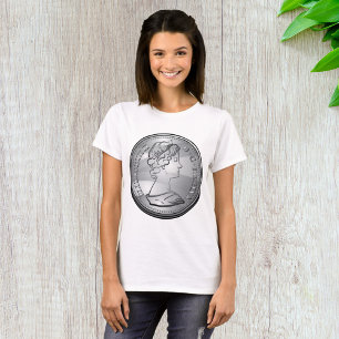 Zilveren Munt Koningin Portret T-shirt