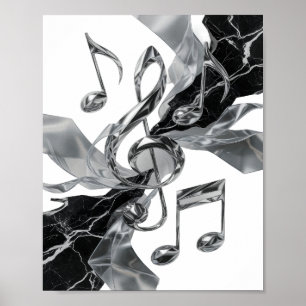 Zilveren MUSIC IN MOTION opvallende ontwerp Poster
