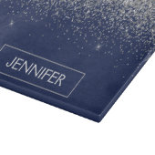 Zilveren Navy Blauwe Glitter Meisjesachtige Monogr Snijplank