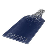 Zilveren Navy Blauwe Glitter Meisjesachtige Monogr Snijplank (Hoek)