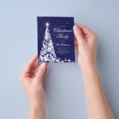 Zilveren Navy Kerstboom Uitnodigen Programma Menu (Hand)