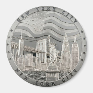 Zilveren New York City Manhattan Bridge Souvenir Magneet