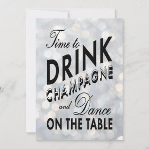 Zilveren Nieuwjaars Tijd om Champagne te Drinken U Kaart