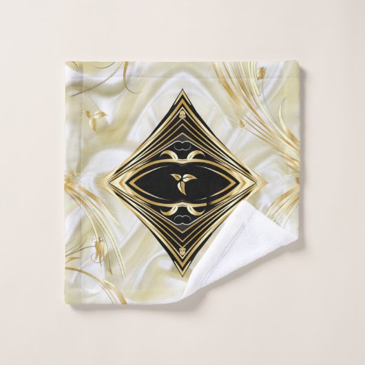 Zilveren of gouden Abstracte bloemen op zijde - Zi Bad Handdoek (Wasdoekje)