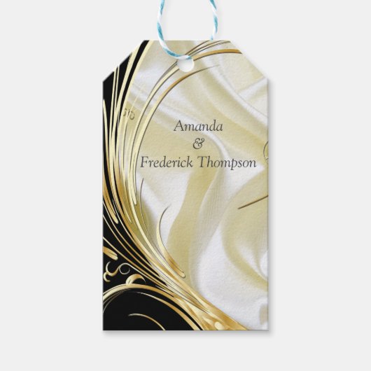 Zilveren of gouden Abstracte bloemen op zijde - Zi Cadeaulabel (Voorkant)