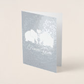 Zilveren olifantenpaar met harten voor altijd van  folie kaarten (Voorkant)