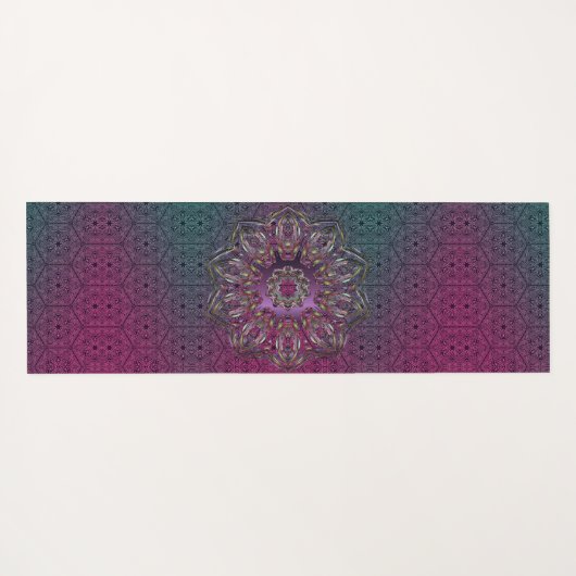 Zilveren OM Zeshoekige Mandala Yogamat (Achterkant (horizontaal))