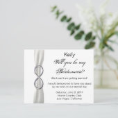 Zilveren Oneindigheid Witte Trouw Bruidsmeisje Kaa Kaart (Staand voorkant)