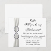 Zilveren Oneindigheid Witte Trouw Bruidsmeisje Kaa Kaart (Voorkant / Achterkant)