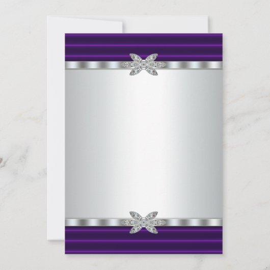 Zilveren & Paarse Cocktail Party Uitnodigingen (Achterkant)