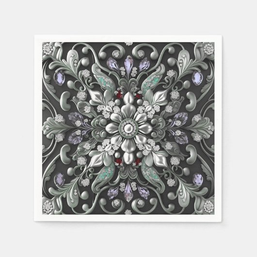 Zilveren paarse decoratieve servetten (Voorkant)