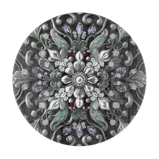 Zilveren Paarse decoratieve snijplank (Voorkant)