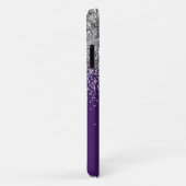 Zilveren Paarse Glitter Meisjesnaam met Monogram Case-Mate iPhone Case (Achterkant/rechts)