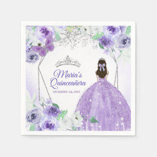 Zilveren Paarse jurken Quinceañera Crown Birthday Servet