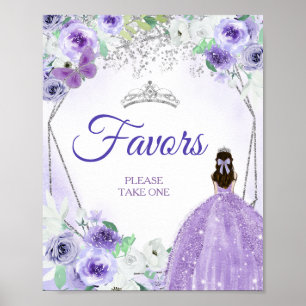 Zilveren & Paarse Jurken Quinceañera Favors Poster