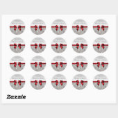 Zilveren pailletten Rode Boog en Diamant Bruiloft Ronde Sticker (Vel)