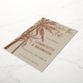 Zilveren palmbomen strand bruiloft folie uitnodiging (Gedraaid)