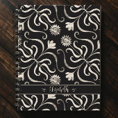 Zilveren Parel Bloem Damast Zonnebloem Klasseerbaa Notitieboek