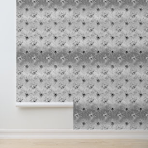 Zilveren pauwenveren behang
