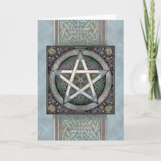 Zilveren Pentacle Knotwork Wenskaart Kaart (Voorkant)