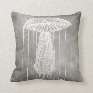 Zilveren Pewter Gray Coastal Waterverf Kussen