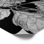 Zilveren pioenroos bloem op zwarte bloemenkunst poster (Hoek)