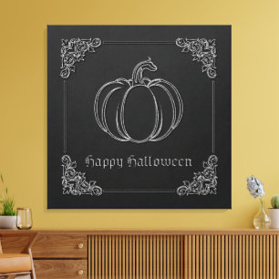 Zilveren pompoen Halloween Canvas Afdruk