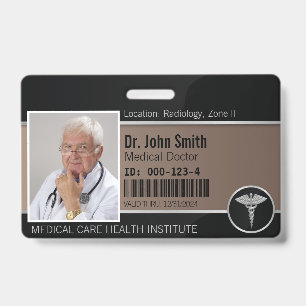 Zilveren professionele medische caduceus foto ID Badge