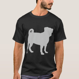Zilveren pug t-shirt