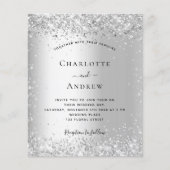 Zilveren QR-code RSVP budget bruiloft uitnodiging Flyer (Voorkant)