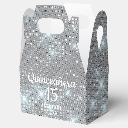Zilveren Quinceañera Meisje 15e Verjaardag Dank U Bedankdoosjes (Geopend)