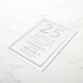 Zilveren rand 25e trouwjubileum zilver folie uitnodiging (Gedraaid)