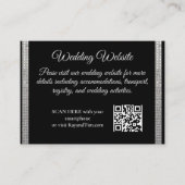 Zilveren Rand op Zwarte Bruiloft Informatiekaartje (Voorkant)