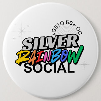 Zilveren Regenboog Sociale Knop Ronde Button 6,0 Cm