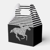 Zilveren Renpaard Zwart Witte Strepen Bedankdoosjes (Voorkant Zijde)