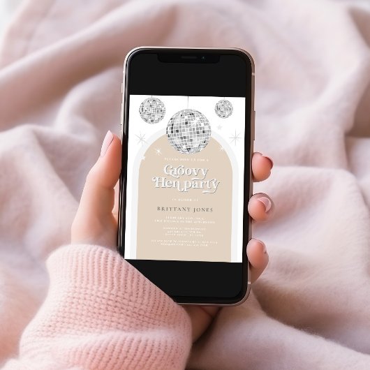 Zilveren Retro Disco Glitter boog Hen Party Weeken Kaart