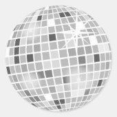 Zilveren Retro Disco Groovy Bruiloftsfeest Ronde Sticker (Voorkant)