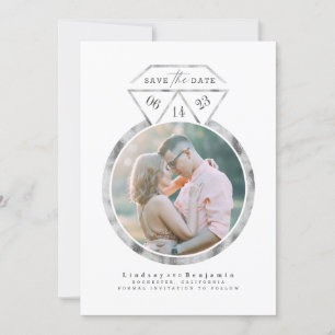Zilveren Ring Modern en Elegant Save the Date Foto