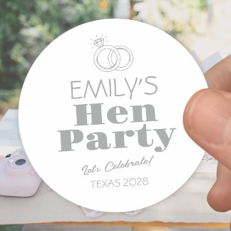 Zilveren Ringen Hen Party Ronde Sticker