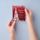 Zilveren Rode Kerstboom Nodig Programma uit Menu (Hand)