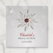 Zilveren Rode Sneeuwvlokken Winter Bruiloft Feest Bedankjes Labels (Voorkant)