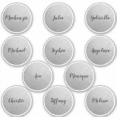 Zilveren Ronde Cirkel Individuele Namen Party Favo Sticker (Voorkant)