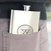 Zilveren Ronde met Monogram Rustieke Westerne Flas Heupfles (Voorbeeld)