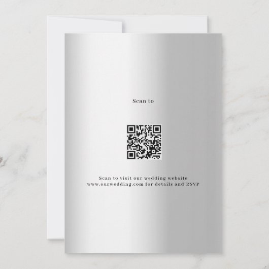 Zilveren roos gouden bloemenQR code RSVP bruiloft Kaart (Achterkant)