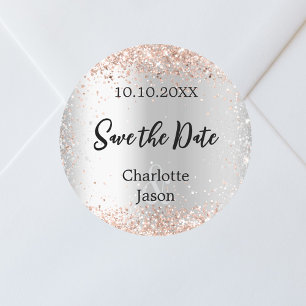 Zilveren roos gouden bruiloft Save the Date Ronde Sticker