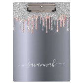 Zilveren roos gouden glinsterende druppels naam sc klembord (Voorkant)