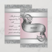 Zilveren Roze Bat Mitzvah RSVP (Voorkant / Achterkant)