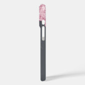 Zilveren roze glitter druipt bloemen naam Case-Mate iPhone case (Achterkant / Links)