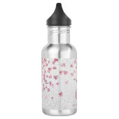 Zilveren roze glitter harten monogram initialen waterfles  (Links)